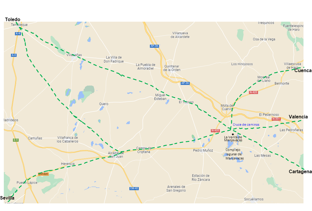 Mapa de caminos históricos de la Mancha